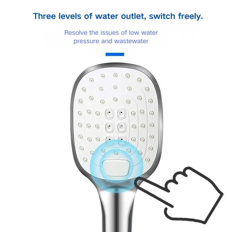 Modern Design Chrome Plating Push Button Handheld Shower