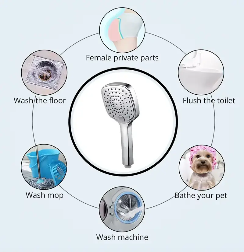 Abs Chrome Shower Head With Button Select Shower