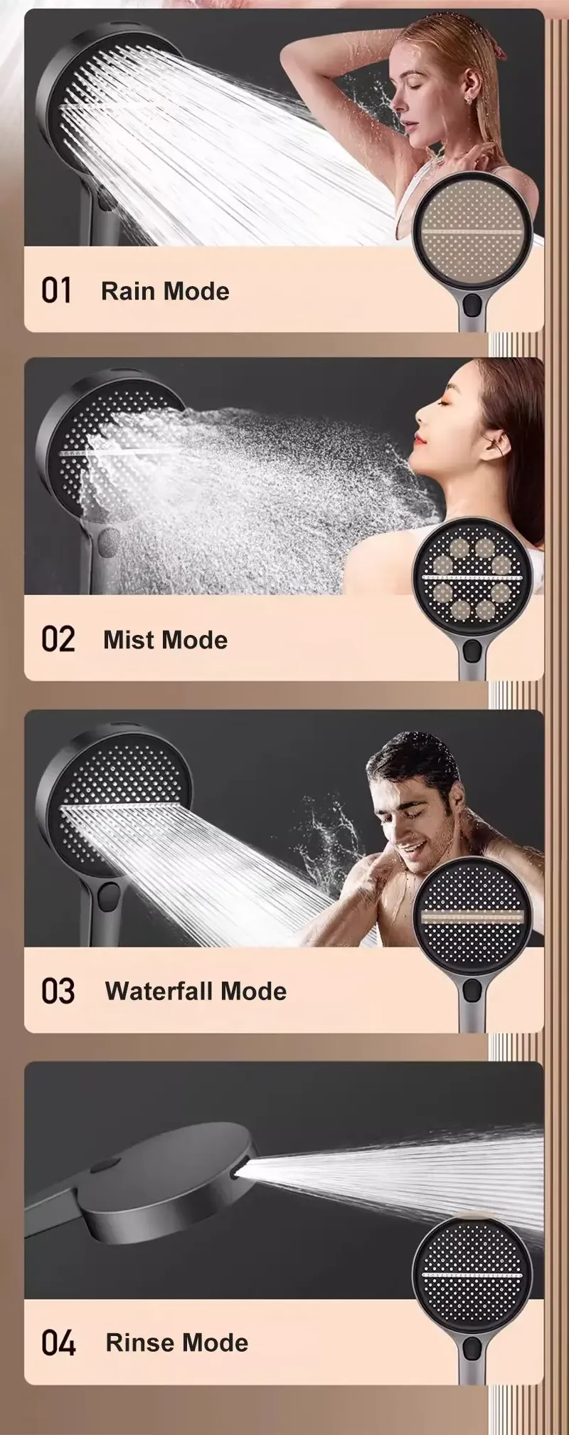 Push Button Switch Multi Functional Handheld Shower